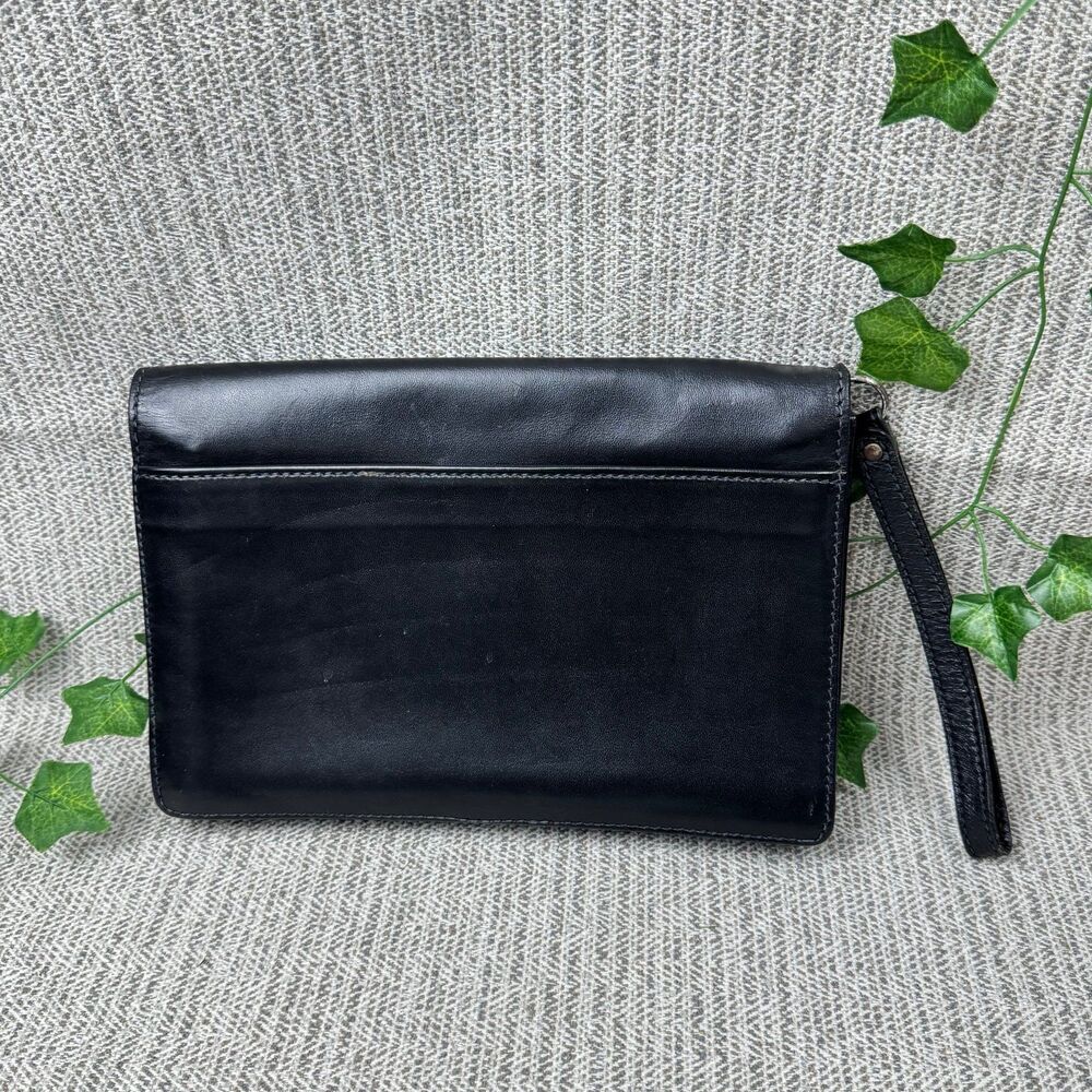 Bally Second Clutch Wristlet Bag Black Leather - Picture 2 of 9